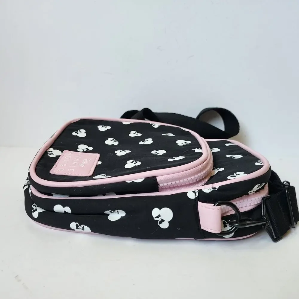 Disney Minnie Mouse Crossbody Purse Bioworld Bag Black Pink 9